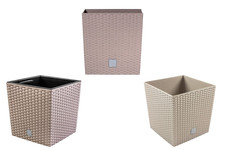 Square Plant Pot Rattan Low