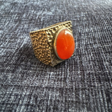mens vintage sterling silver carnelian signet ring