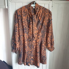 Topshop Tiger Print Tunic Mini Dress Sz 4 Petite Orange Black Pockets Oversized