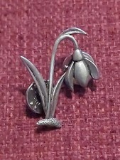 Snow Drop Pewter Pin Badge Spring Flower Brooch Tie Hat Bag Lapel Pin Jewellery