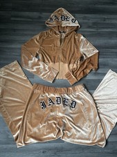 Jaded London brown gold velvet type zip co ord tracksuit set size 14