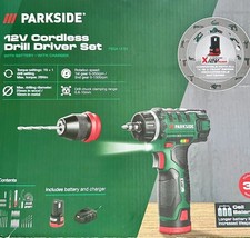 Parkside 12V 2in1 Cordless Drill & Driver Set | 2 x Batteries + Charger + Extras
