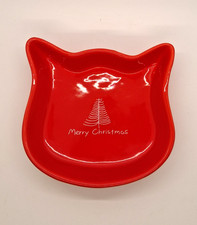 Red Christmas cat head shaped novelty food bowl Ceramic
