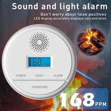 1X-10X CO Detector 10 Year Life Carbon Monoxide Alarm with Battery & LCD Display