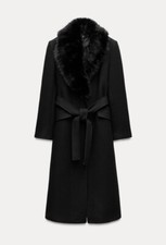 ZARA WOOL COAT WITH FAUX FUR