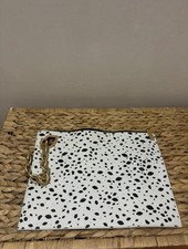 Lulu Guinness White And Black Lips Print Large Envelope Clutch Bag