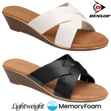 Ladies Memory Foam Wedge Sandals Comfort Walking Beach Strappy Mules Shoes