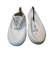 Classic lace up Pakistan made black / white capless Plimsolls / Grey rubber sole