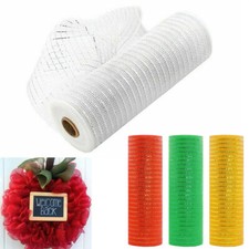 26cm 10yards Deco Mesh Ribbon Metallic Ribbon For Christmas Decoration Diy UK