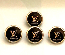 LOUIS VUITTON BUTTONS Set of 4 Metal Gold & Black LV Logo buttons STAMPED LV