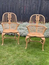 One Georgian Antique Cabriole Leg Armchair Windsor Chair Restored Curved Wood