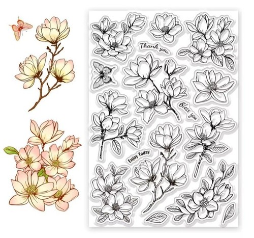 Magnolia flower clear silicone - magnolia,