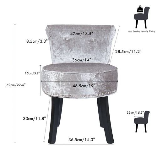 Velvet vanity stool with low - stool,