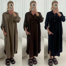Womens Ladies Button Up Roll