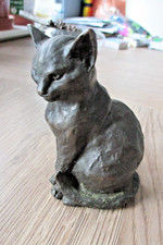 Rosalie Johnson Bronze Cat, Signed & Numbered to Base, 5/95 Dated '93, 11cm High
