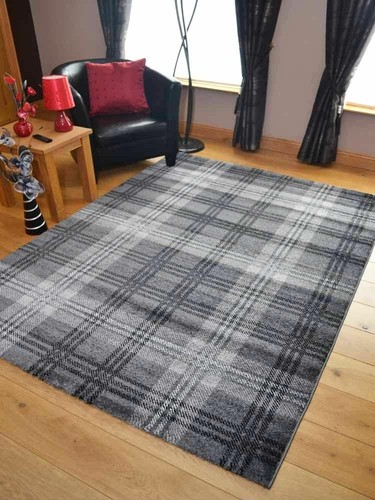 Grey black tartan - grey,
