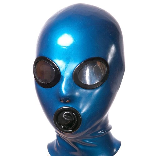 Metallic blue latex hood - blue,
