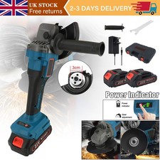 Brushless Electric Angle Grinder 21V Cordless Cutter with 2 Battery & Charger