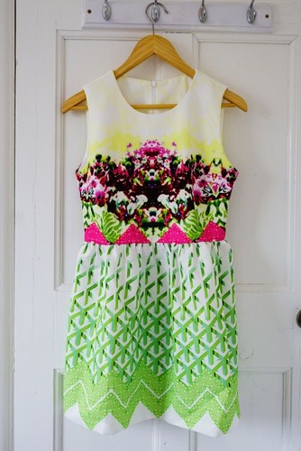 Floral print white green - white, mini