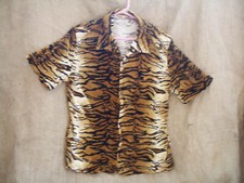 Mens velour/  velvet tiger print 1950's style shirt! Rockabilly,bowling,Size L!