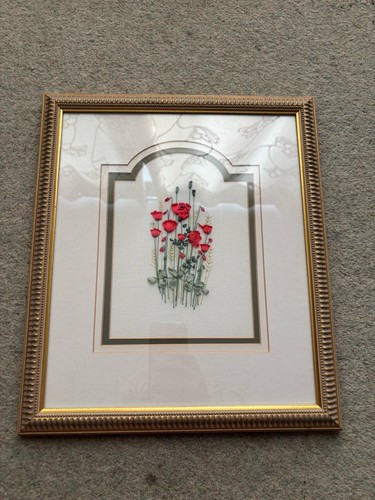Vintage framed silk - framed, ribbon