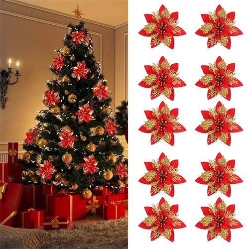 Christmas glitter poinsettia - christmas,