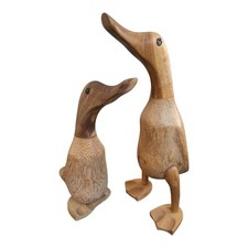 Two Wood Carved Duck