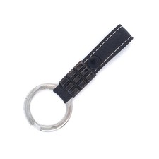 Black Rhodium-Plated 925 Silver Chocolate Bar Faux Leather Keyring