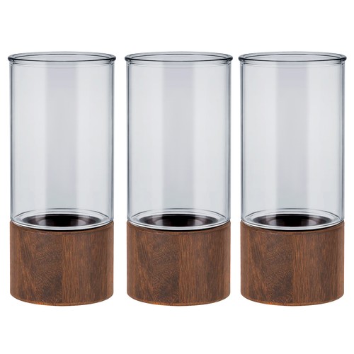 3pcs smoked grey glass vase - smoked,