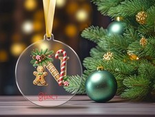 PERSONALISED INITIAL CHRISTMAS TREATS ACRYLIC CHRISTMAS BAUBLE TREE DECORATION