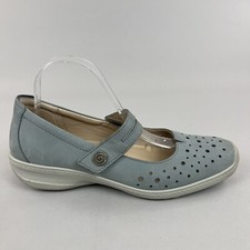 Hotter Ruby Slip On Mary Jane Comfort Blue Nubuck Leather Granny Sandals UK7.5