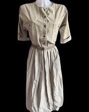 St Michael Genuine Vintage 1980s Khaki Military - Safari - Utility  Dress UK 10