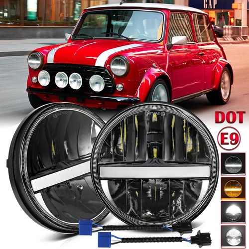 Pair round led headlights - 7",