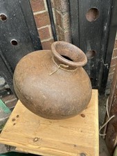 ANTIQUE VINTAGE IRON DECORATIVE INDIAN  WATER CARRIER POT