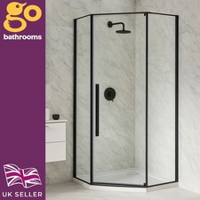 Black Corner Quadrant Shower Enclosure Matt Black Frame Space-Saving Design 900