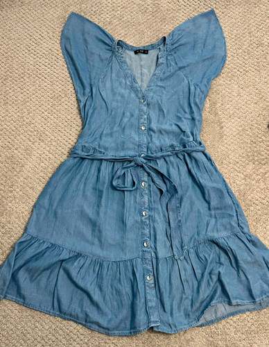 Blue denim fit flare - blue,