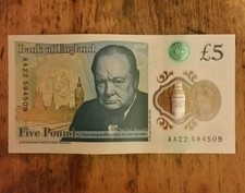 Note rare aa22 five pound - £5,