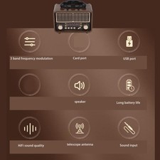 Retro Vintage Radio Portable AM FM SW Radio 5.4 1200mAh Battery W SG