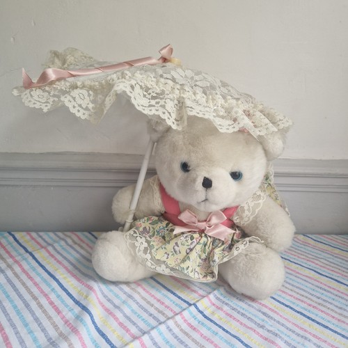 Vintage white teddy bear - bear, plush