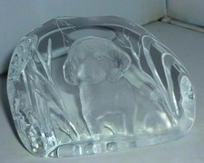 VINTAGE RETRO DARTINGTON SIGNED CAPREDONI PUPPY DOG CRYSTAL GLASS PAPERWEIGHT