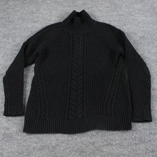 Lululemon Sweater Womens 6 Bring The Cozy Turtleneck Black Cotton Cable Knit