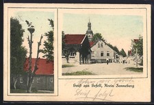 Gefell/Sonneberg, lot in town and stork's nest, postcard 1918 