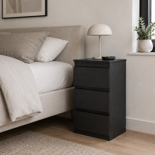 Drawer black bedside cabinet - 3,