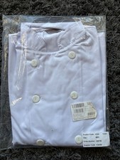 White Chef Jacket Coat Long Sleeve  Medium Kitchen Uniform Double Breasted