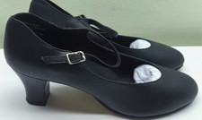 Capezio black leather high heeled character shoes size UK 5 NEW