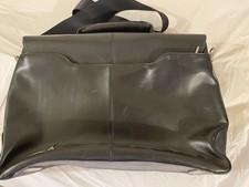 KNOMO LONDON BLACK LEATHER LAPTOP BAG GREEN INTERIOR 15” X 12”