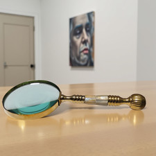 Antique heavy brass magnifying - antique,