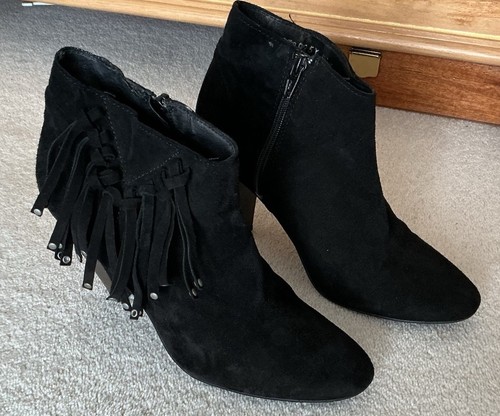Topshop black fringed ankle - black,