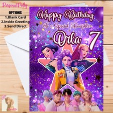 Personalised Demon Hunters Birthday Card- Huntrix Kpop