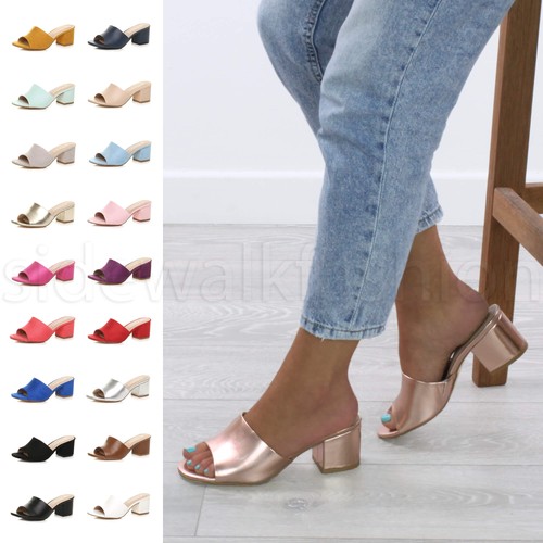 Womens ladies mid chunky heel